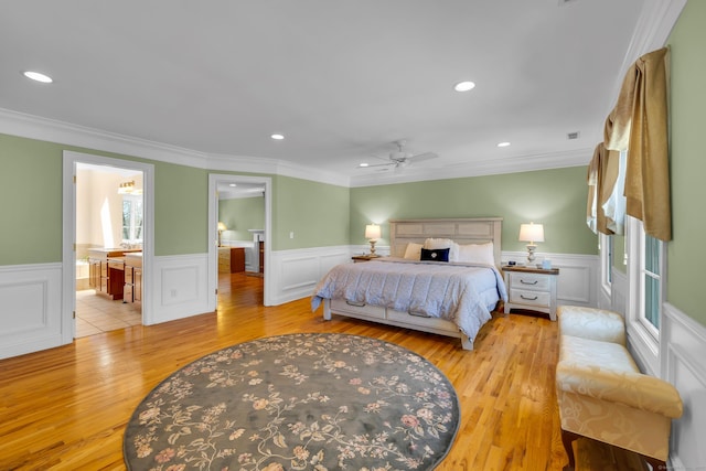 710 Alexander Dr, Guilford, CT 06437 - bedroom featuring a wainscoted wall, recessed lighting, and light wood-style floors