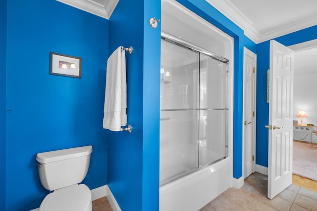 710 Alexander Dr, Guilford, CT 06437 - bathroom featuring toilet, crown molding, tile patterned floors, and baseboards
