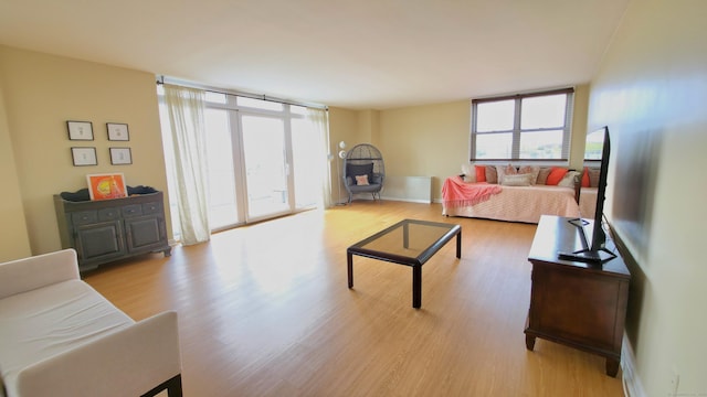 living room featuring light wood-style flooring