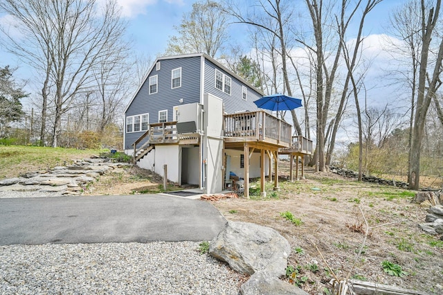 378 Rte 87, Columbia, CT 06237 - view of property exterior with stairway and a wooden deck