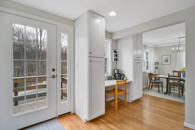 378 Rte 87, Columbia, CT 06237 - entryway with baseboards, a notable chandelier, light wood-style flooring, and recessed lighting