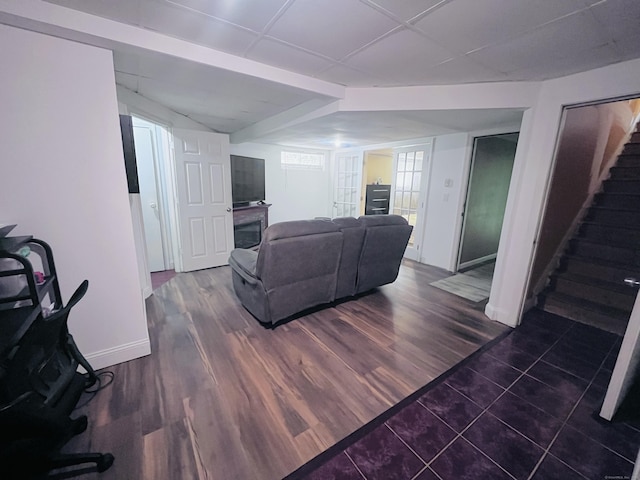 37 Fulton Dr, New Fairfield, CT 06812 - tiled living area with stairs and baseboards