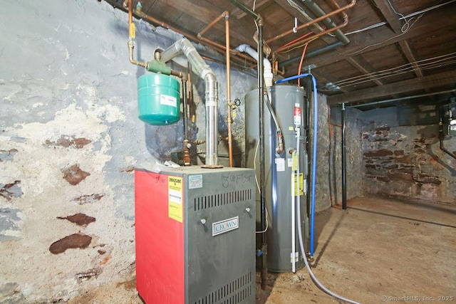 utility room featuring water heater