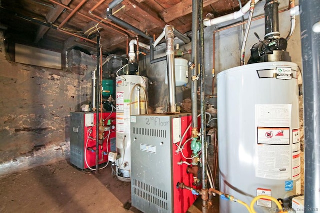 utilities with a heating unit and gas water heater