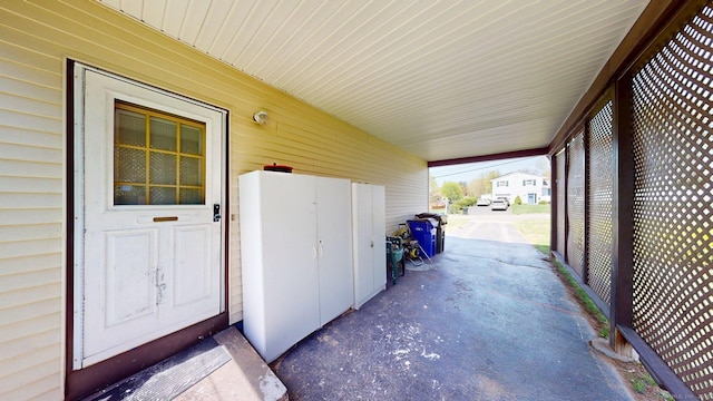 exterior space with an attached carport