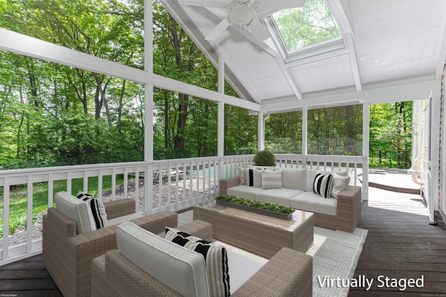 20 Linden Rd, Ridgefield, CT 06877 - deck featuring outdoor lounge area and a ceiling fan