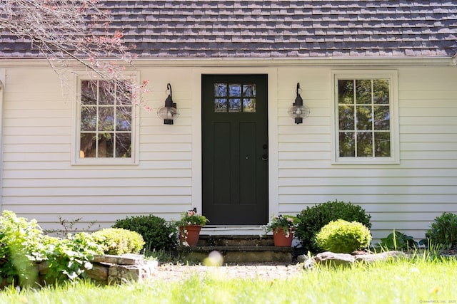 8 Twixt Rd, Cornwall, CT 06753 - view of exterior entry with a shingled roof