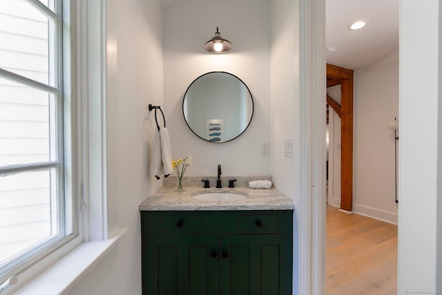 8 Twixt Rd, Cornwall, CT 06753 - bathroom featuring vanity, wood finished floors, and recessed lighting