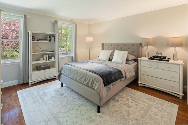 7 Tunxis Trl, Redding, CT 06896 - bedroom featuring baseboards, ornamental molding, and dark wood-type flooring
