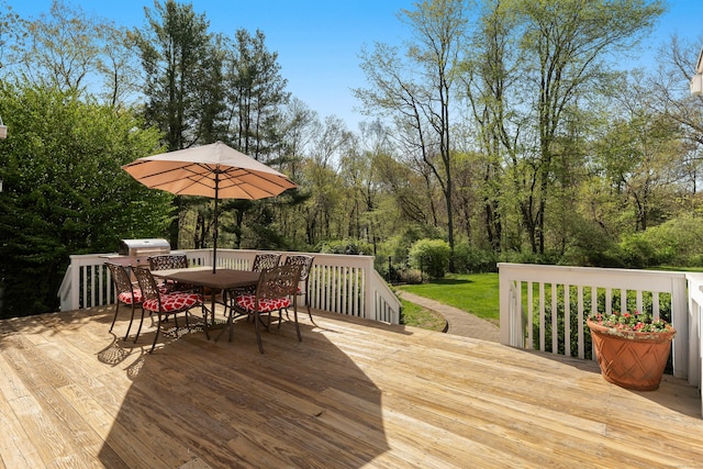 7 Tunxis Trl, Redding, CT 06896 - wooden terrace featuring outdoor dining space