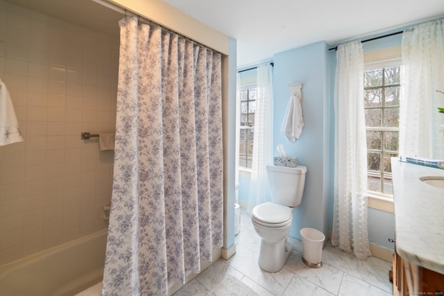 329 Weekeepeemee Rd, Woodbury, CT 06798 - full bathroom with toilet, vanity, and shower / bath combination with curtain