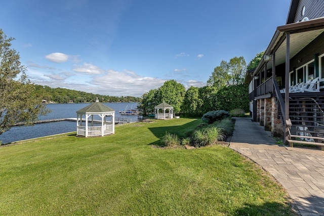 11 Summer Hill Rd, New Fairfield, CT 06812 - view of green lawn with a gazebo and a water view