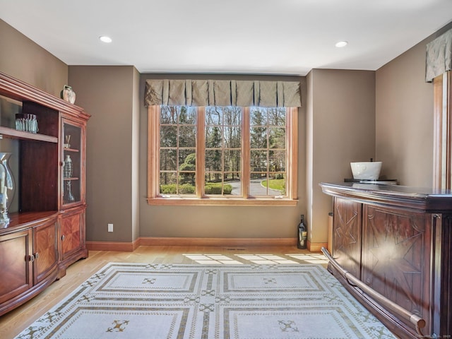 17 Fire Hill Ln, Redding, CT 06896 - home office featuring baseboards, recessed lighting, and light wood-type flooring