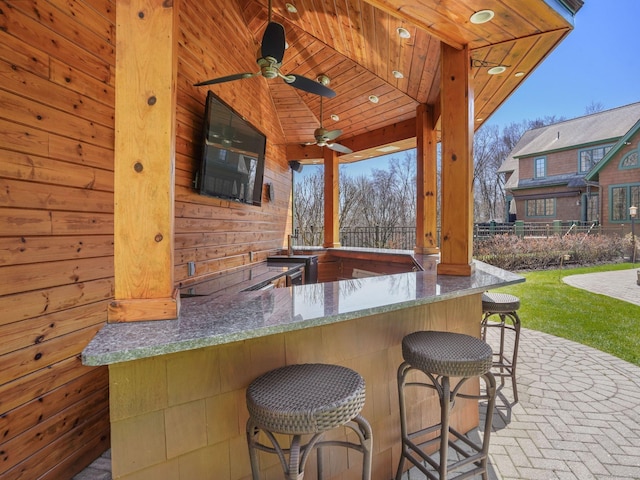17 Fire Hill Ln, Redding, CT 06896 - view of patio / terrace featuring ceiling fan