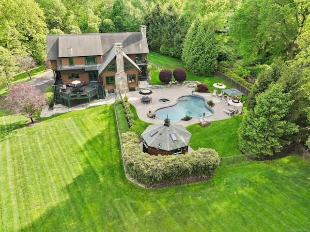 17 Fire Hill Ln, Redding, CT 06896 - aerial view of property and surrounding area featuring a pool