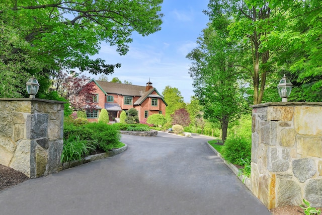 17 Fire Hill Ln, Redding, CT 06896 - view of asphalt driveway featuring street lights