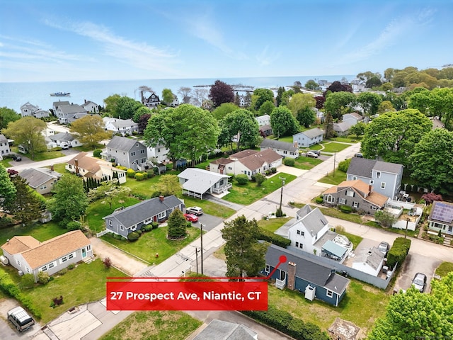 27 Prospect Ave, East Lyme, CT 06357 - aerial perspective of suburban area with a large body of water