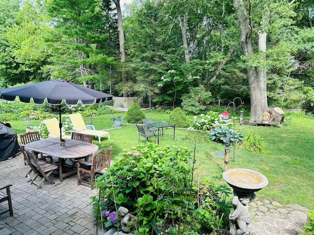 6 Rogers Dr, Stonington, CT 06355 - view of green lawn with a patio area and outdoor dining space