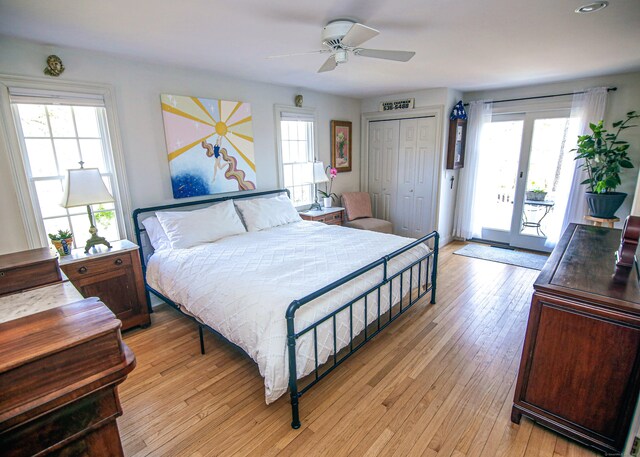 6 Rogers Dr, Stonington, CT 06355 - bedroom with access to exterior, multiple windows, and light wood-style flooring