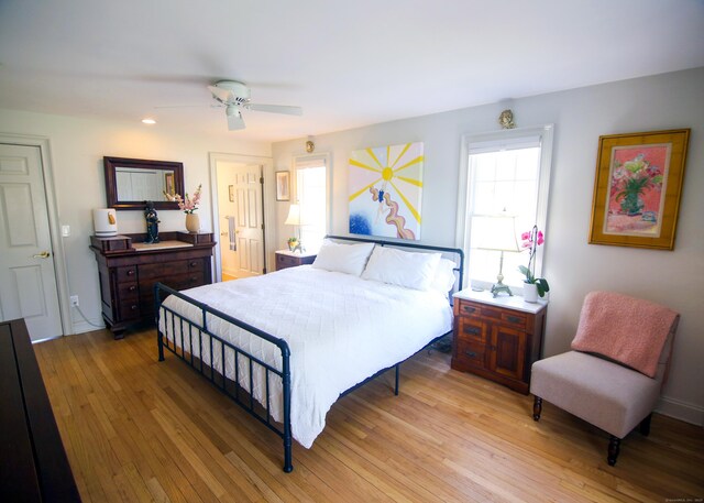 6 Rogers Dr, Stonington, CT 06355 - bedroom featuring light wood finished floors, a ceiling fan, and recessed lighting