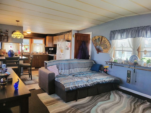 living area featuring light wood-style flooring