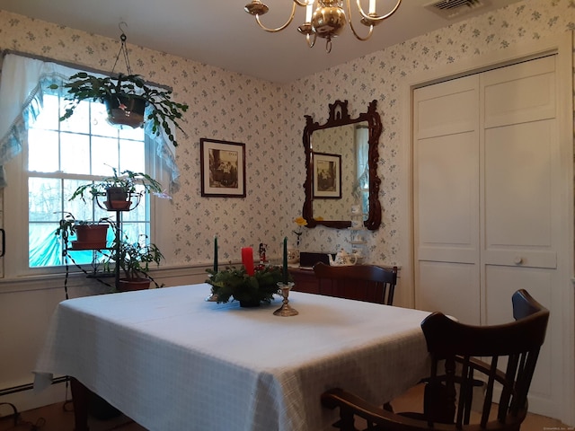 38 Somerset Dr, Manchester, CT 06040 - dining space with a chandelier and wallpapered walls
