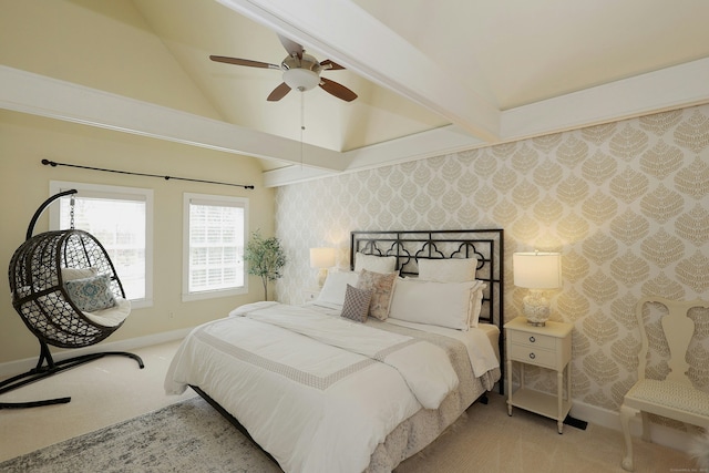 37 Giles Hill Rd, Redding, CT 06896 - carpeted bedroom with baseboards, vaulted ceiling, and wallpapered walls