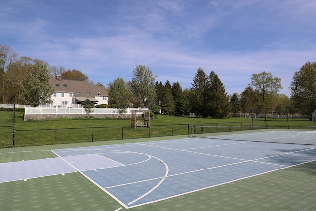 37 Giles Hill Rd, Redding, CT 06896 - view of basketball court featuring a lawn, fence, and community basketball court