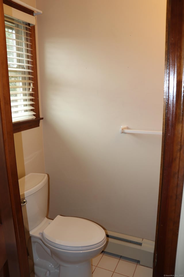 1 Sunrise Cir, Enfield, CT 06082 - bathroom with toilet, tile patterned floors, and a baseboard radiator