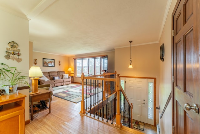 17 Old Hampton Rd, Canterbury, CT 06331 - entryway with ornamental molding, light wood-type flooring, and baseboards