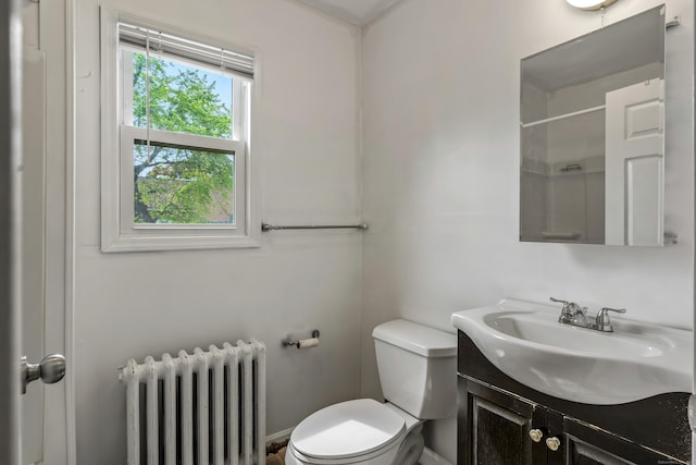25 S Highland St, West Hartford, CT 06119 - full bathroom with radiator heating unit, toilet, vanity, and a shower