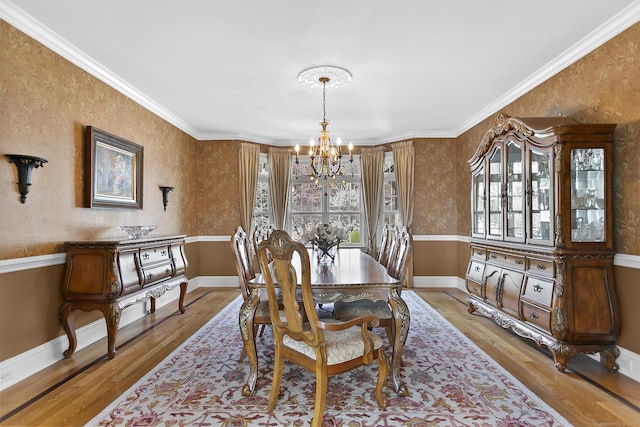 22 Nature Ln, Shelton, CT 06484 - dining area with a chandelier, wood finished floors, and crown molding