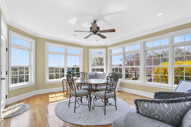 22 Nature Ln, Shelton, CT 06484 - sunroom featuring baseboards, crown molding, wood finished floors, and recessed lighting