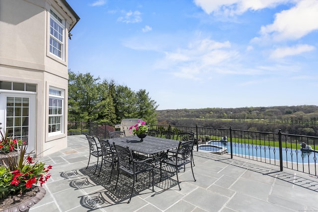 22 Nature Ln, Shelton, CT 06484 - view of patio with a pool with connected hot tub, fence, outdoor dining area, and area for grilling