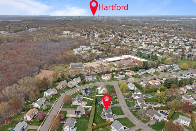 drone / aerial view with a residential view