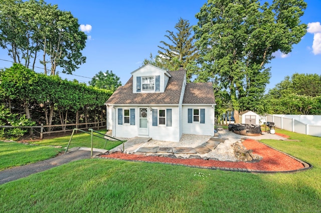12 Homecrest St, Newington, CT 06111 - cape cod home featuring a fenced backyard, a storage shed, and a chimney