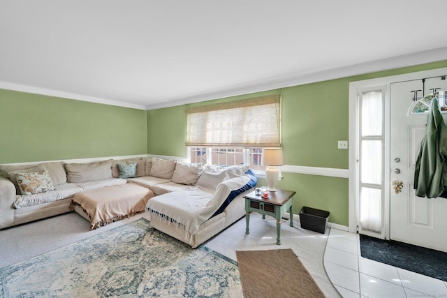 living area with baseboards