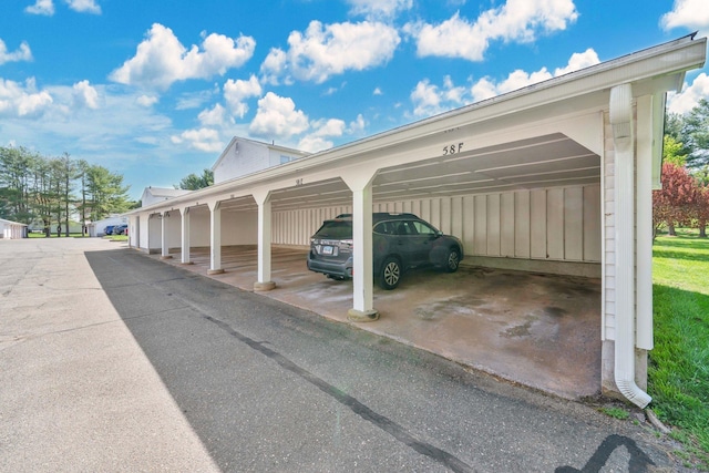 view of covered parking lot