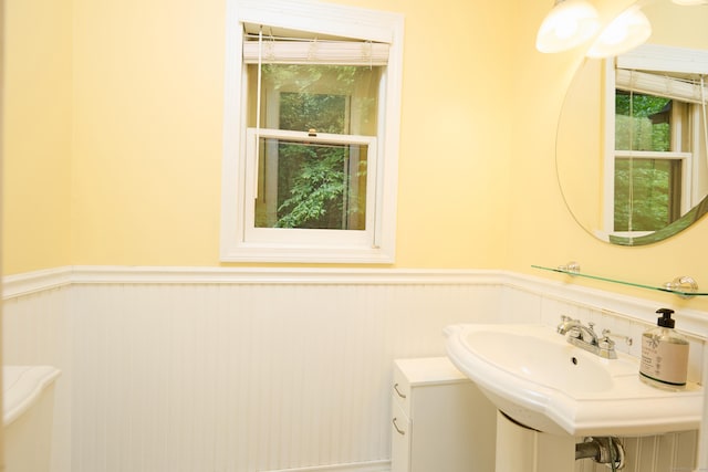 581 Oxford Rd, Oxford, CT 06478 - bathroom with a wainscoted wall and a sink