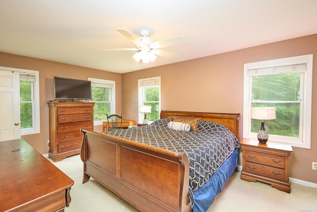 581 Oxford Rd, Oxford, CT 06478 - bedroom with light colored carpet, baseboards, and ceiling fan