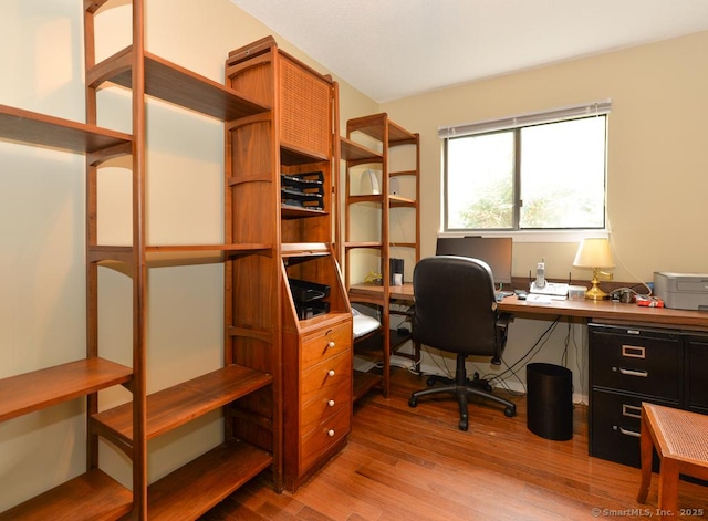 office space featuring wood finished floors