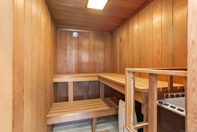 view of sauna featuring tile patterned floors