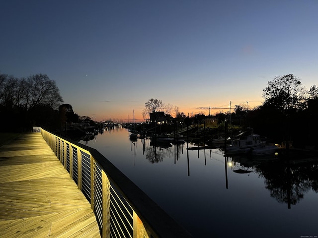 water view with a boat dock