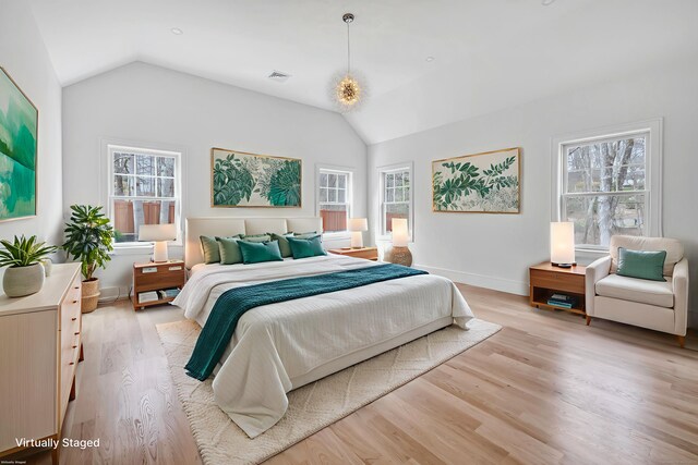 8 Fox Run, Monroe, CT 06468 - bedroom with vaulted ceiling, light wood-style flooring, and baseboards