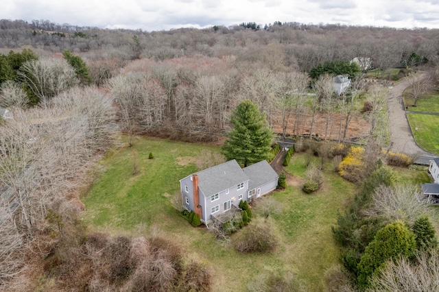 bird's eye view featuring a view of trees