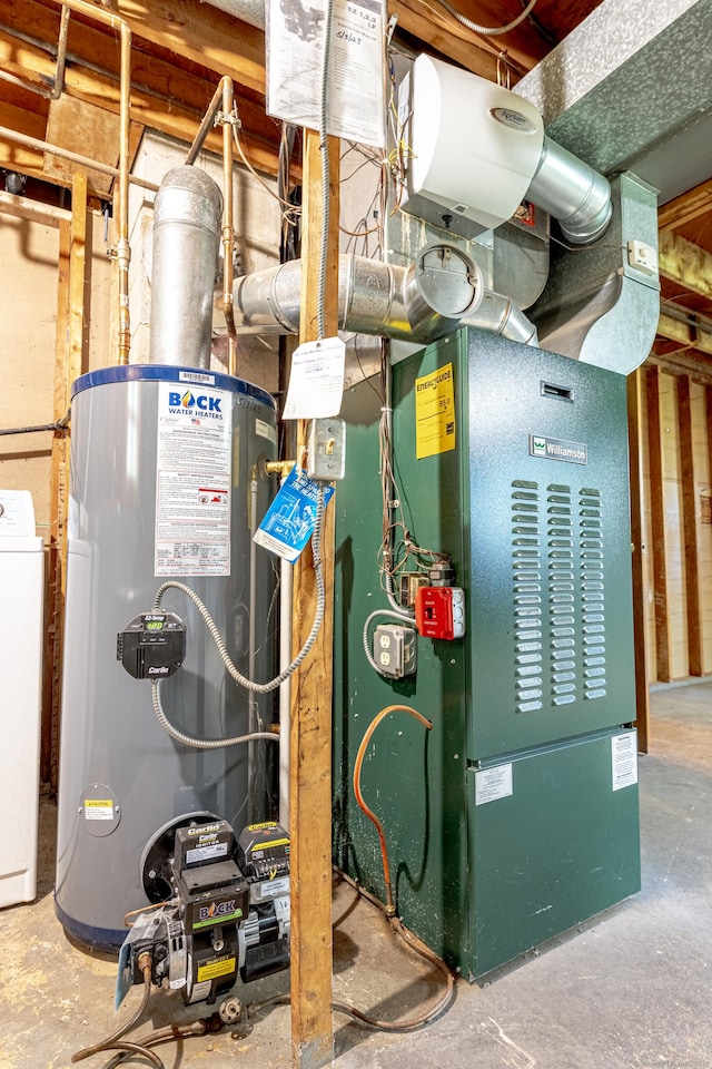 utility room featuring washer / dryer and water heater