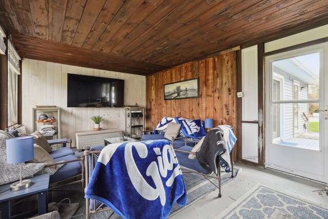 42 Stonecrop Rd, Norwalk, CT 06851 - living area featuring wood walls and wooden ceiling