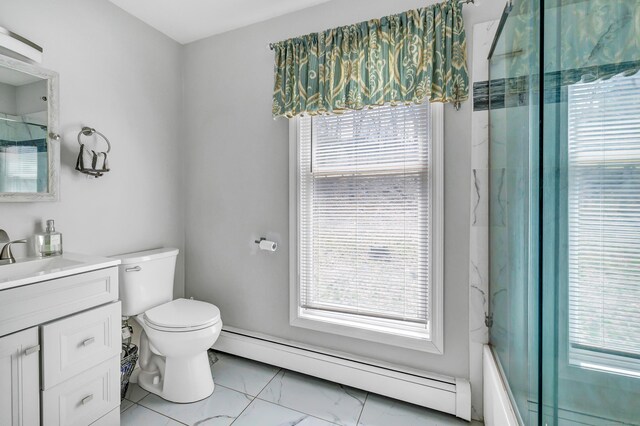 190 Thoreau Dr, Shelton, CT 06484 - bathroom featuring a baseboard heating unit, a shower, and a healthy amount of sunlight
