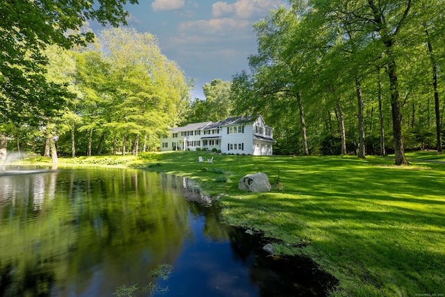 148 W Hills Rd, New Canaan, CT 06840 - water view featuring a forest