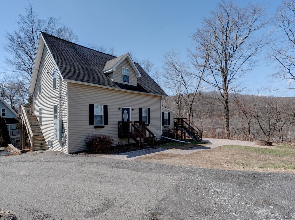 22 Hull Pl, Seymour, CT 06483 - cape cod home with roof with shingles and stairway